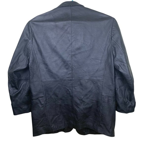 J. Ferrar Men’s black genuine Blazer Leather Jacket Coat  Size L super soft - Picture 2 of 9